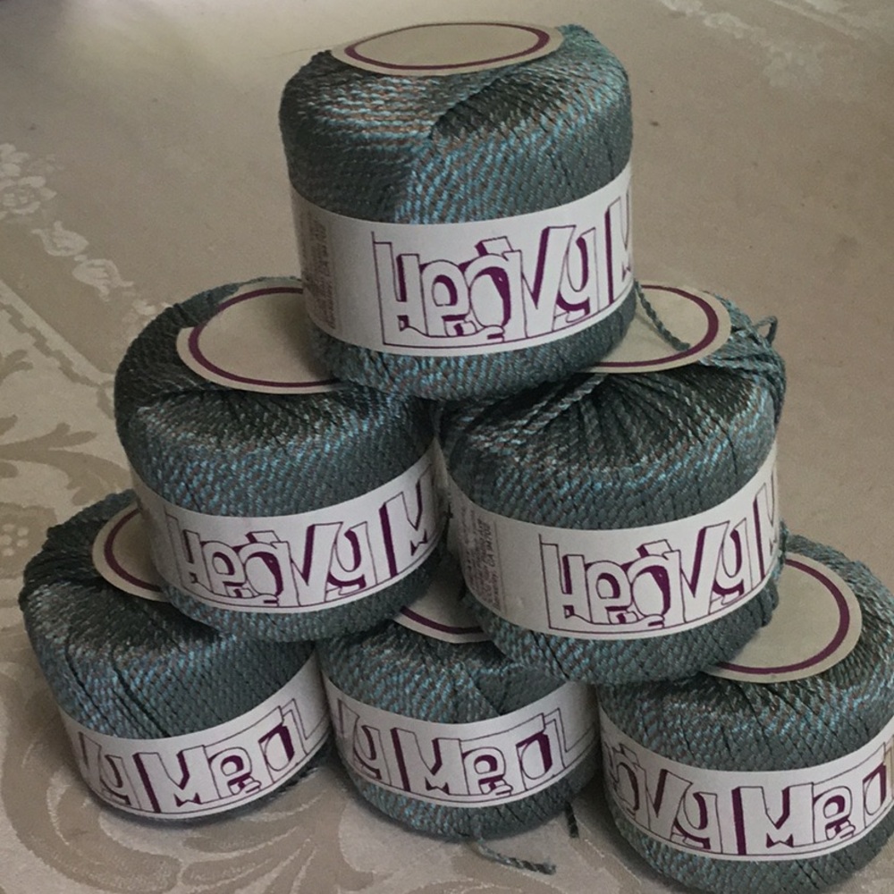 7 Balls of Heavy Metal yarn, Sea color #44